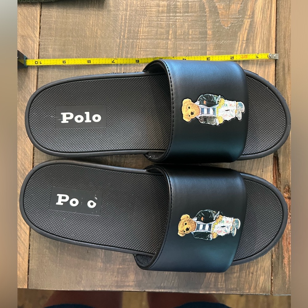 Polo Men’s Bear Black Slides Size 7 w/defect NEW - Picture 3 of 5